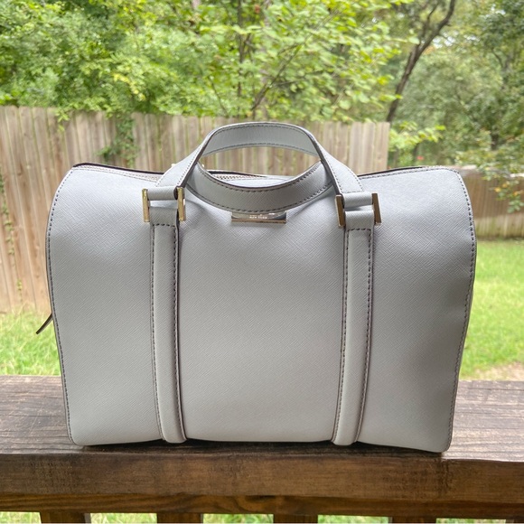 kate spade Handbags - Kate Spade Light Smoke Gray Leather Structured Newbury Lane Satchel NWT
